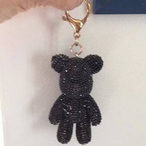 Key chain black swarovsky like stone shiny 5” long